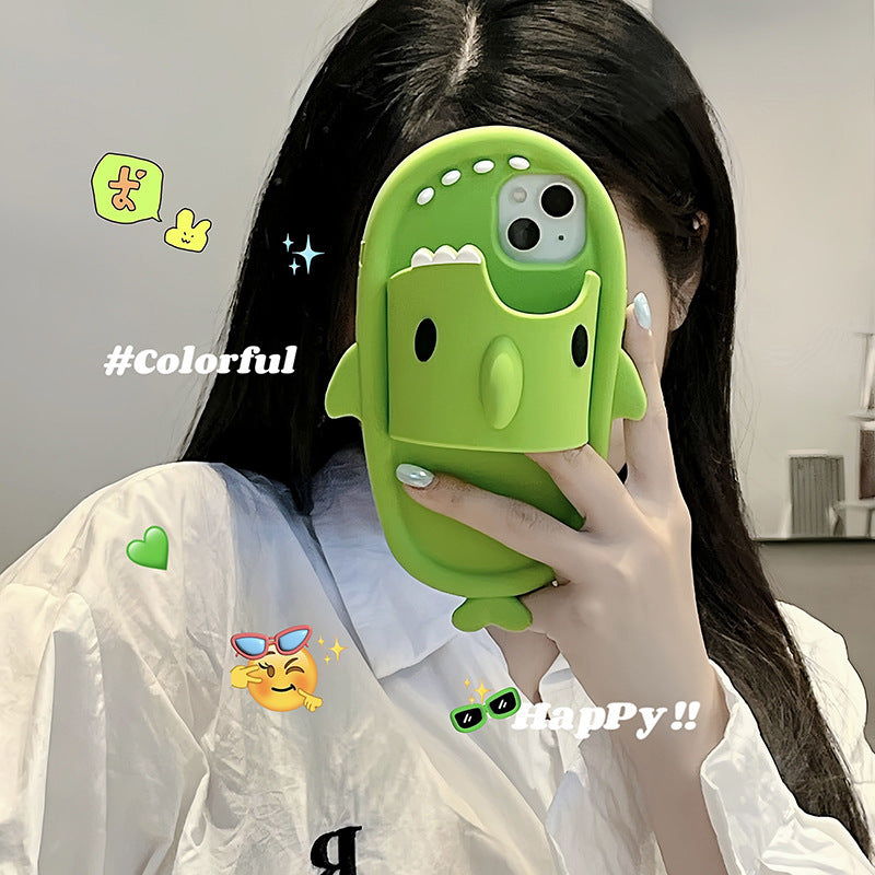 面白いサメスリッパ電話ケース iPhone 11 12 13 14 Pro Max 用