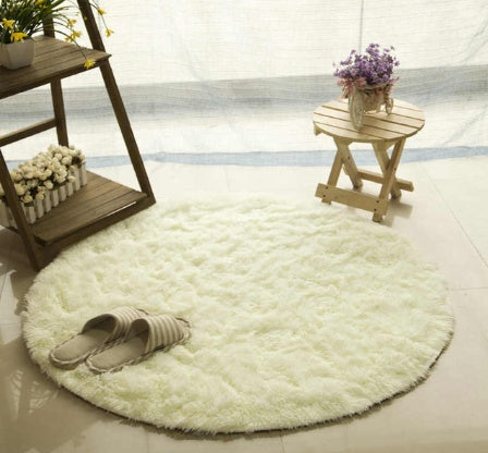Fluffy round rug carpet for living room decoration, faux fur rug for kids room, long plush rug for bedroom, shaggy area rug for modern mat