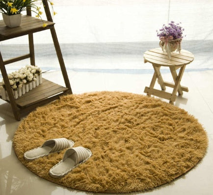 Fluffy round rug carpet for living room decoration, faux fur rug for kids room, long plush rug for bedroom, shaggy area rug for modern mat