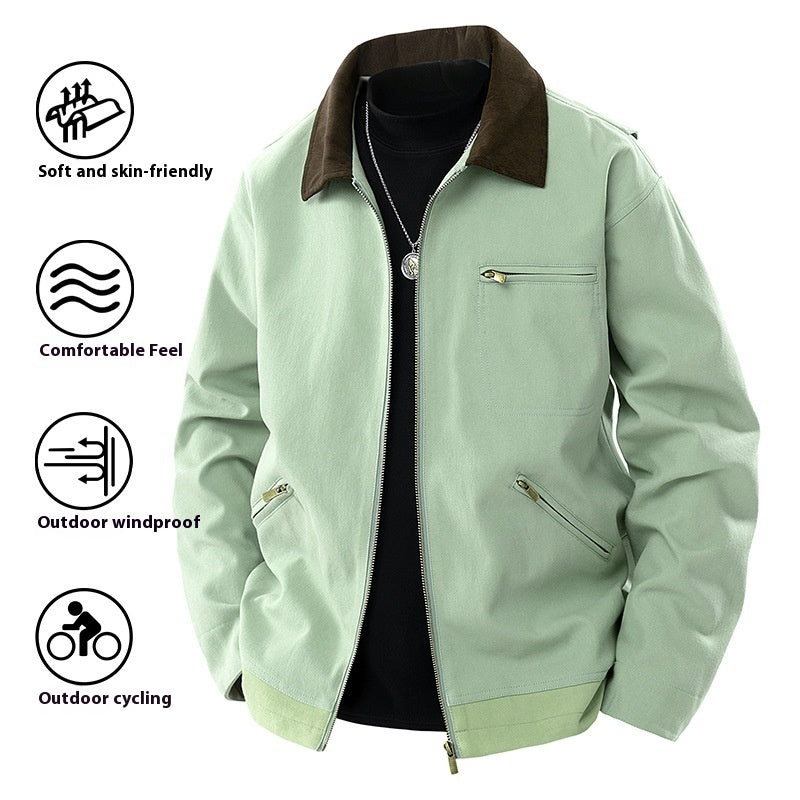 コントラストカラー作業服ジャケット|春秋に快適&スタイリッシュ