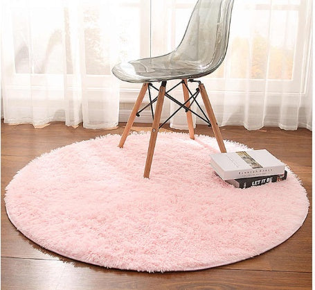 Fluffy round rug carpet for living room decoration, faux fur rug for kids room, long plush rug for bedroom, shaggy area rug for modern mat