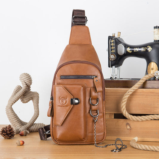 本革メンズチェストショルダーバッグ|高級感と機能性を兼ね備えたメッセンジャーバッグ