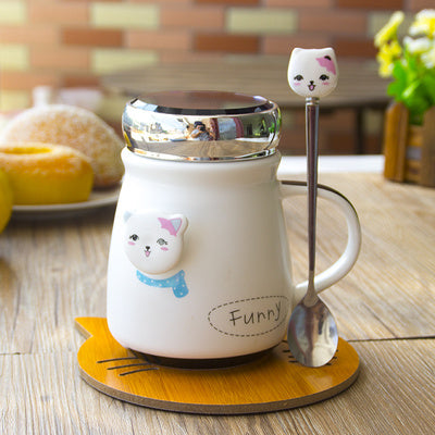 蓋&スプーン付きセラミックカップ|かわいいデザインで贅沢なおうちカフェ時間を