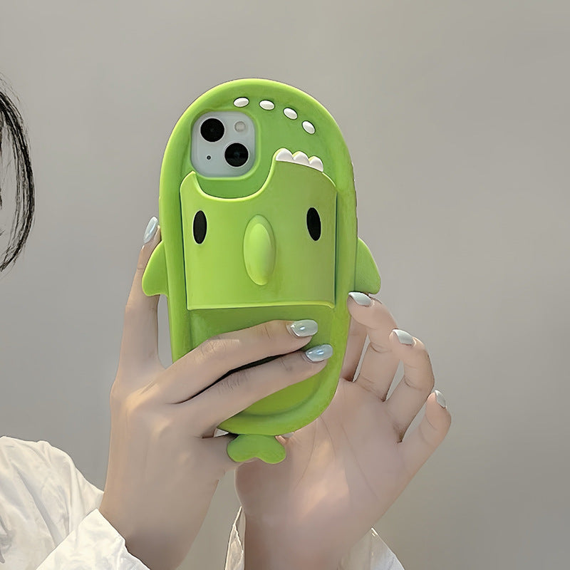 面白いサメスリッパ電話ケース iPhone 11 12 13 14 Pro Max 用