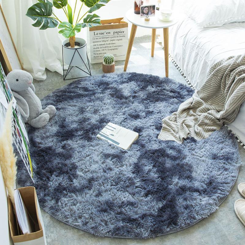 Fluffy round rug carpet for living room decoration, faux fur rug for kids room, long plush rug for bedroom, shaggy area rug for modern mat