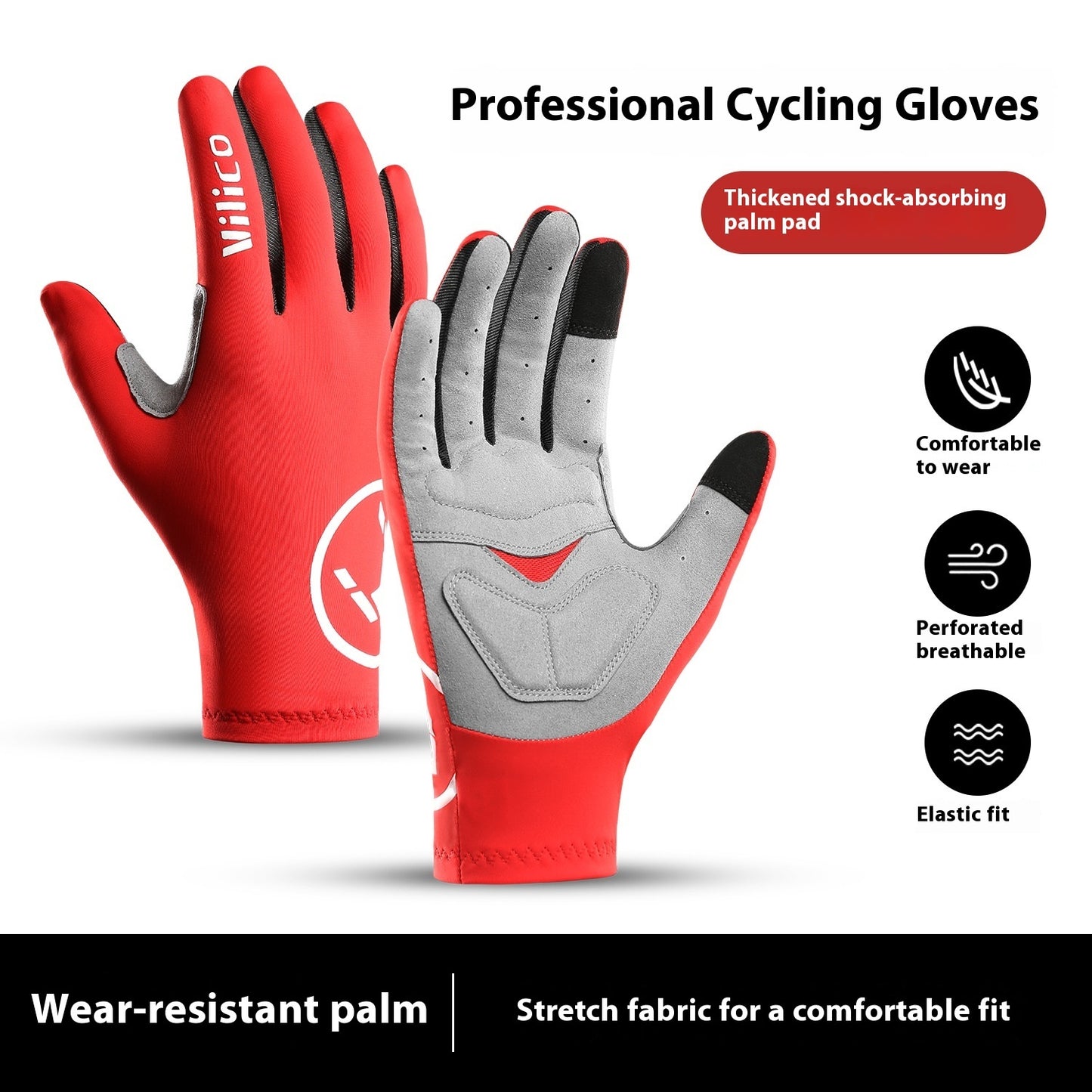 Spring and Summer Outdoor Mountain Bike Riding Gloves Thin Shock Absorption