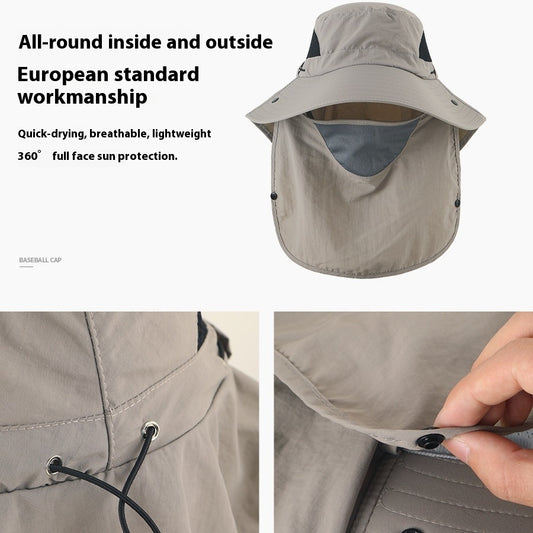 Outdoor fishing cap, bucket hat, UV protection, sun hat