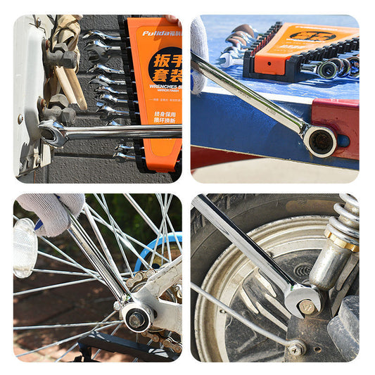 ダブルヘッドラチェットレンチセット|狭い場所もラクに回せる!作業がはかどる多機能ツール