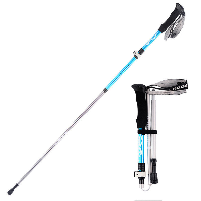 Outdoor Folding Trekking Pole Aluminum Alloy 5 Sections Outer Lock and Portable