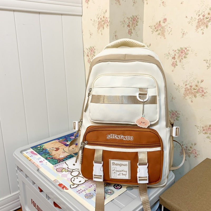 多機能コントラストカラー大容量バックパック