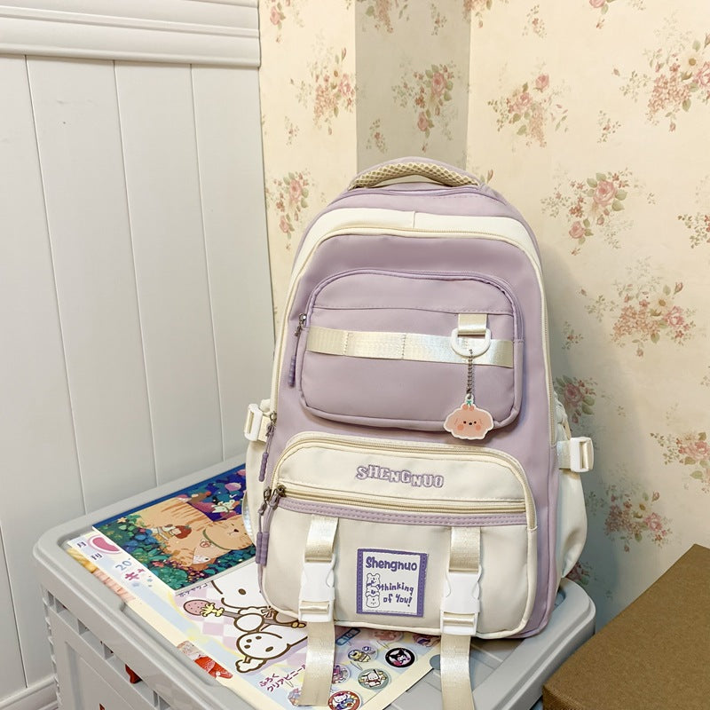 多機能コントラストカラー大容量バックパック