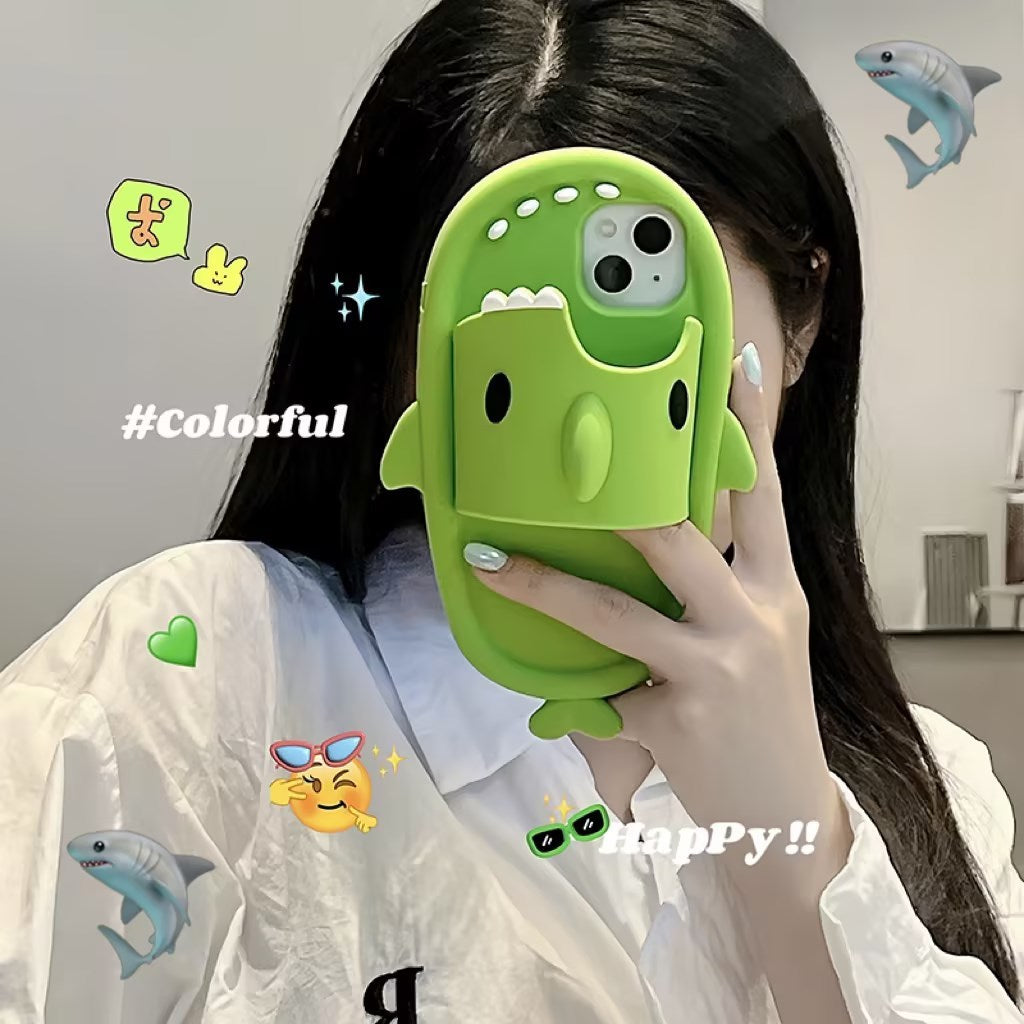 面白いサメスリッパ電話ケース iPhone 11 12 13 14 Pro Max 用