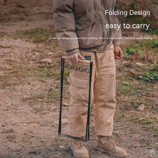 木製ハンドル付き鍛鉄ゴミ袋ホルダー