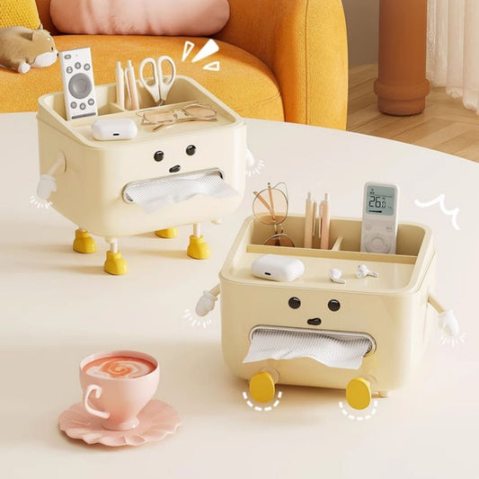 多機能テーブル収納と紙箱の装飾