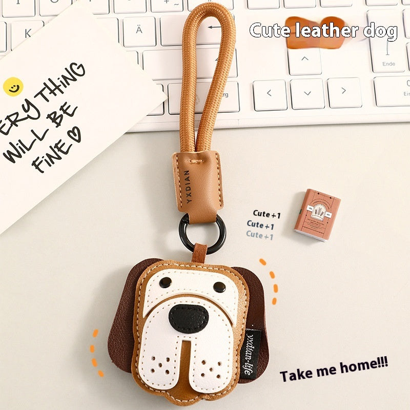 革製子犬キーホルダー|愛らしさ×上質感♪車やバッグに癒しを添えるレザー小物