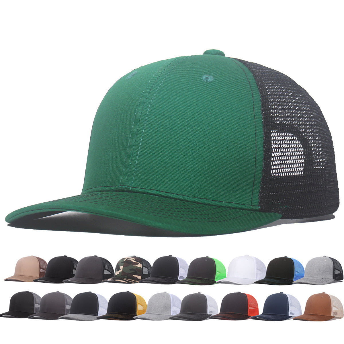 Breathable peaked cap with slightly curved wide brim