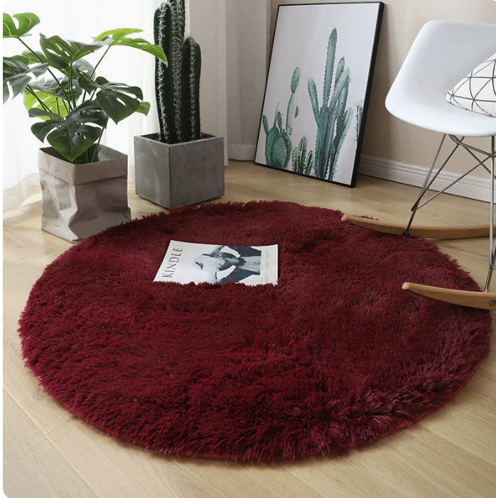 Fluffy round rug carpet for living room decoration, faux fur rug for kids room, long plush rug for bedroom, shaggy area rug for modern mat