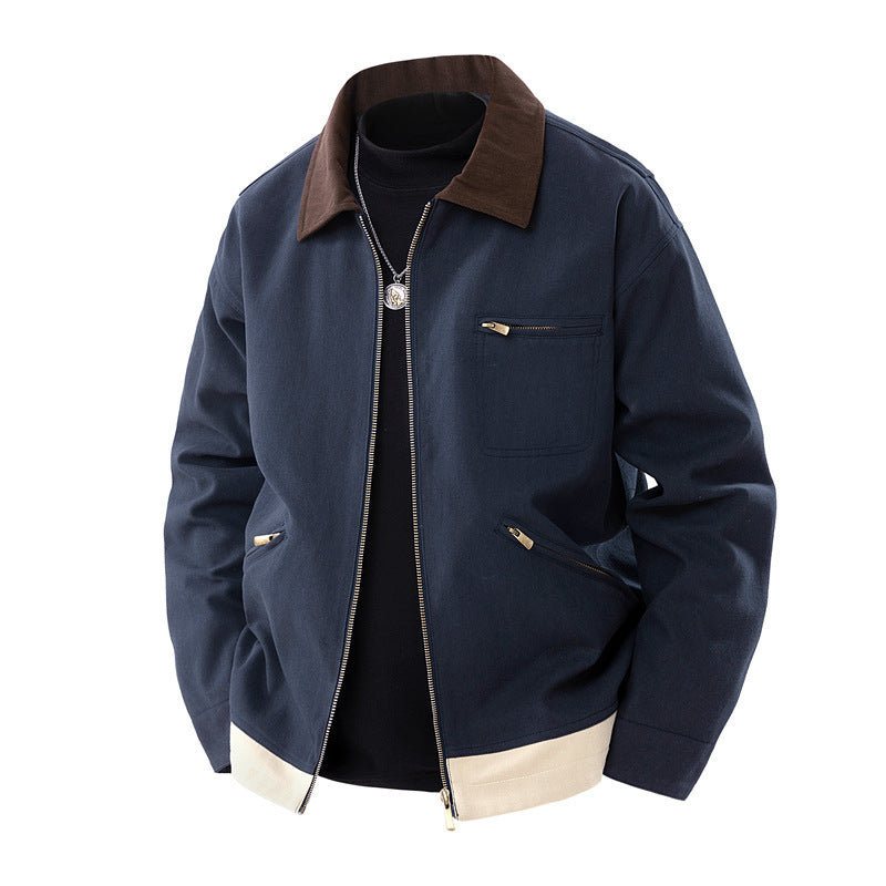 コントラストカラー作業服ジャケット|春秋に快適&スタイリッシュ