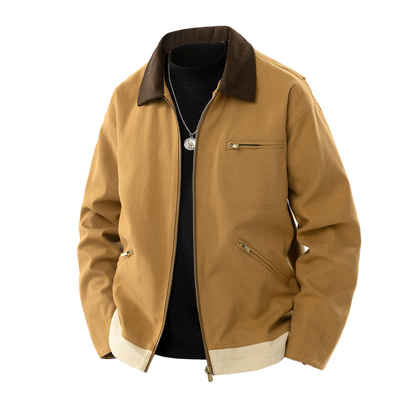 コントラストカラー作業服ジャケット|春秋に快適&スタイリッシュ