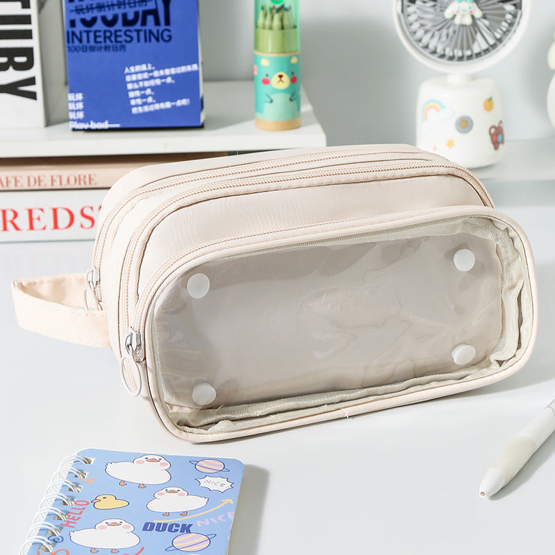 Transparent Pen Case INS Style Milk Salty Series Carrying Case Large Capacity Waterproof