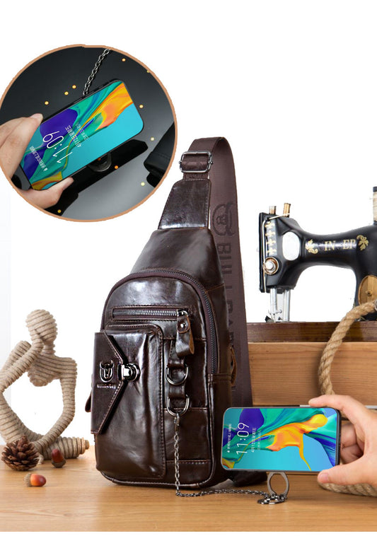 本革メンズチェストショルダーバッグ|高級感と機能性を兼ね備えたメッセンジャーバッグ