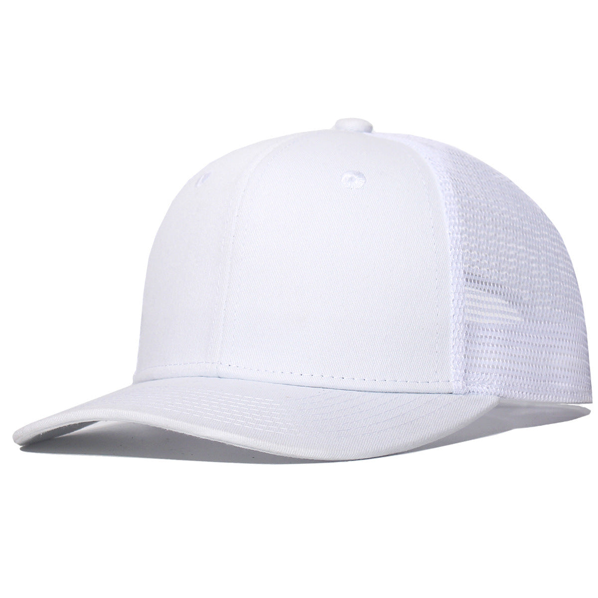 Breathable peaked cap with slightly curved wide brim