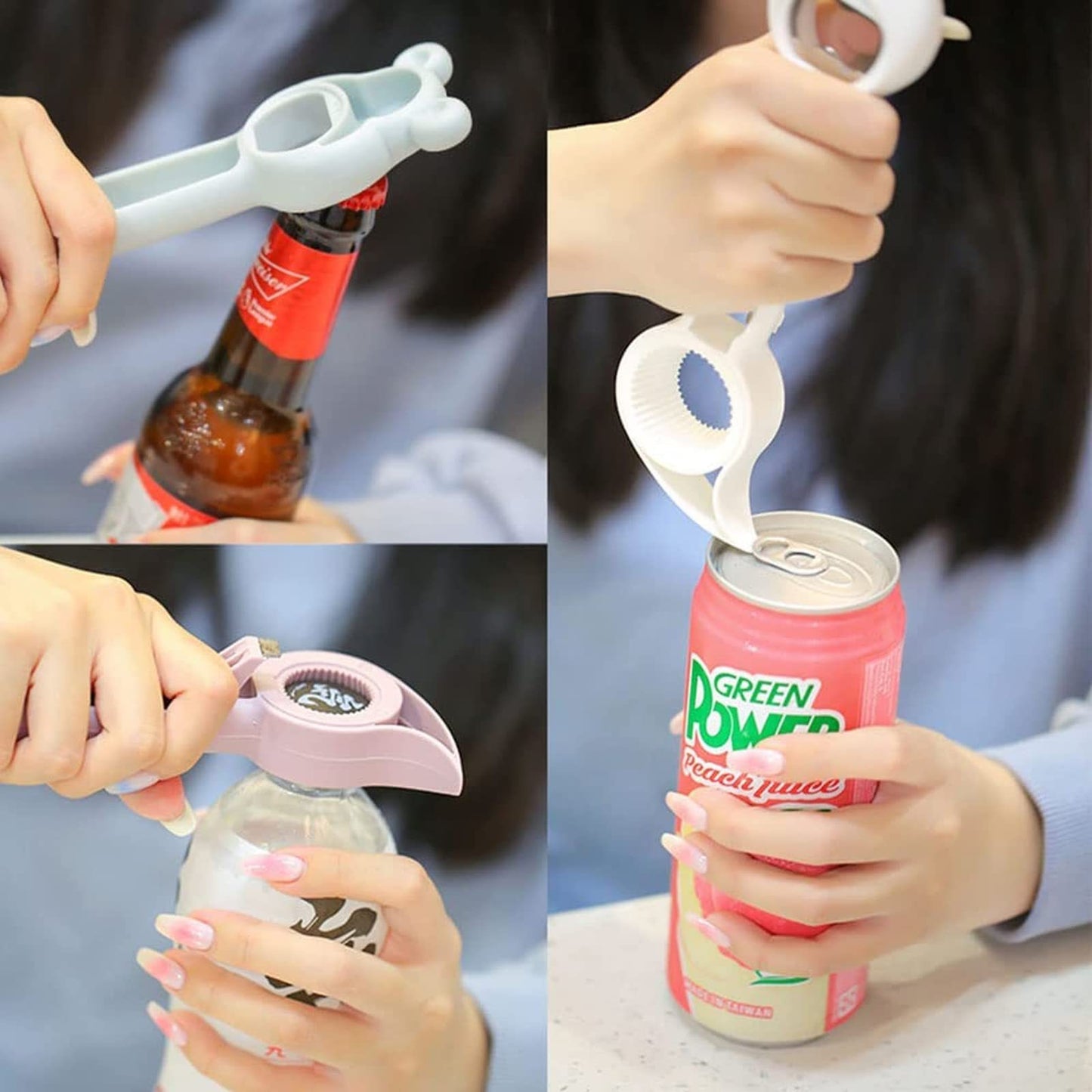 新しいかわいい多機能ジャー缶ビールボトルオープナーManualボトルオープナー4イン1多機能トップレス缶オープナーキッチンガジェットバー用ツールアクセサリー