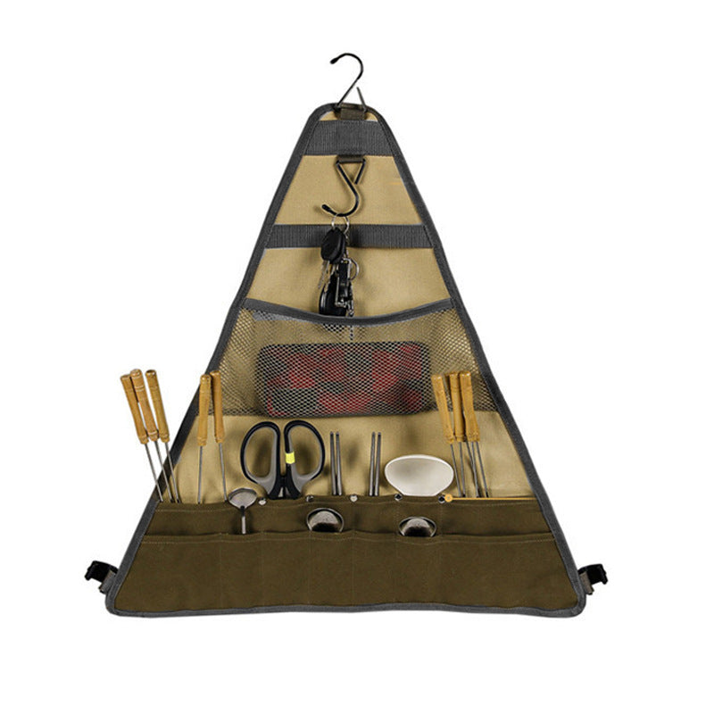 Outdoor Camping Utensils Spatula Spoon Hangable Cooking Utensils Foldable Utensil Bag