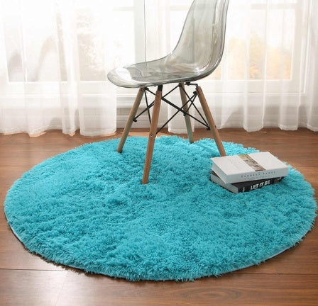 Fluffy round rug carpet for living room decoration, faux fur rug for kids room, long plush rug for bedroom, shaggy area rug for modern mat
