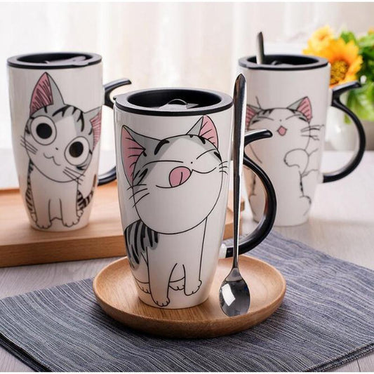 猫の陶器マグカップ600ml｜たっぷり飲めて癒される♪かわいい大容量カップ
