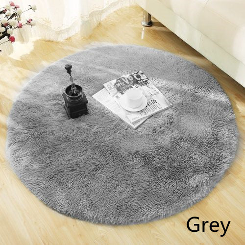 Fluffy round rug carpet for living room decoration, faux fur rug for kids room, long plush rug for bedroom, shaggy area rug for modern mat