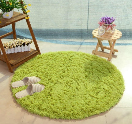 Fluffy round rug carpet for living room decoration, faux fur rug for kids room, long plush rug for bedroom, shaggy area rug for modern mat