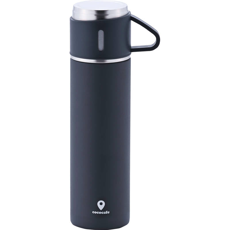 ココカフェ コップ付き真空二重ボトル 450mL CC-23 チャコール 画像1