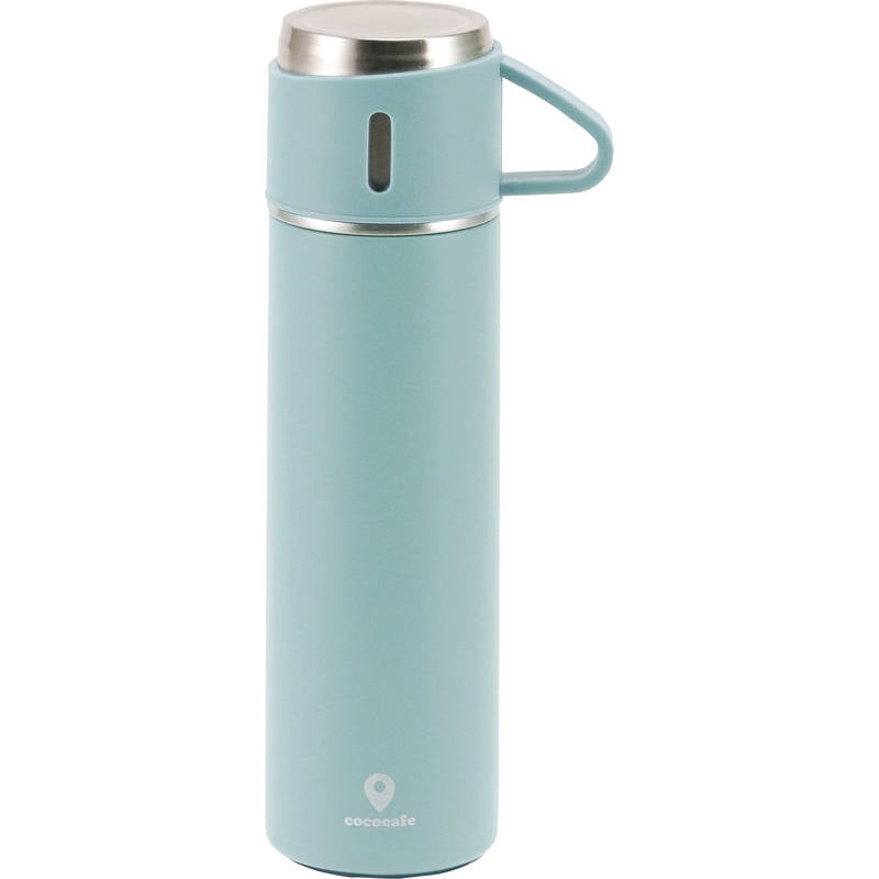 ココカフェ コップ付き真空二重ボトル 450mL CC-23A スモークブルー 画像1