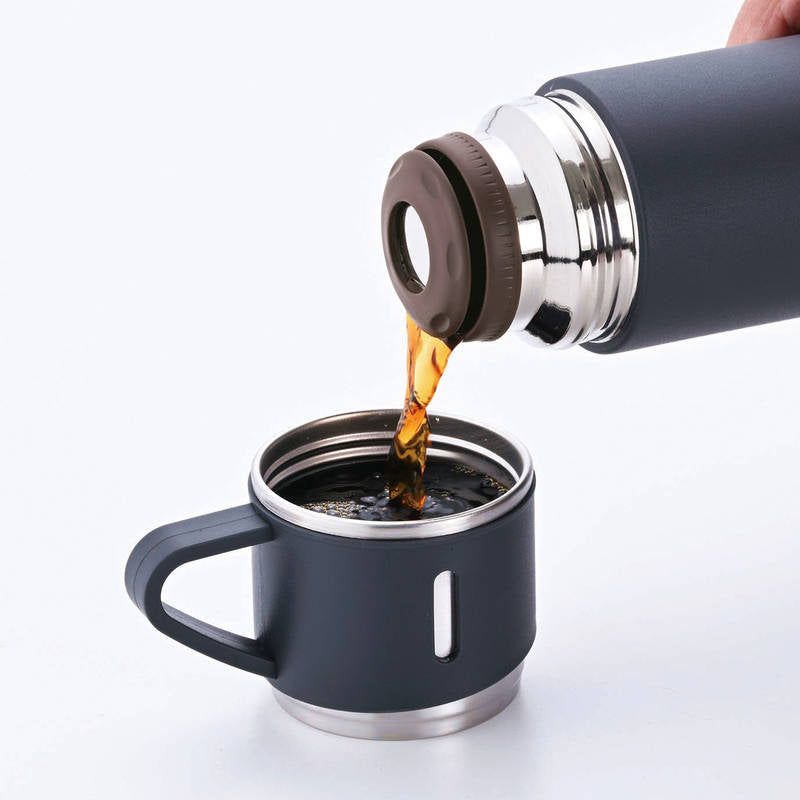 ココカフェ コップ付き真空二重ボトル 450mL CC-23A スモークブルー 画像3