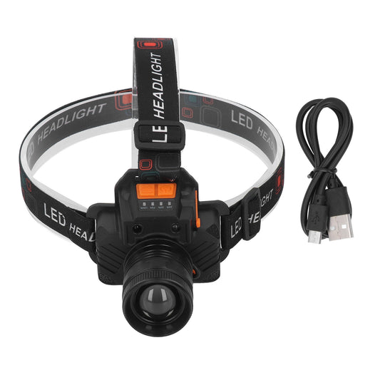 Headlamp USB Rechargeable 3 Light Modes LED Lens 1500lm Headlight for Emergency Camping Fishing