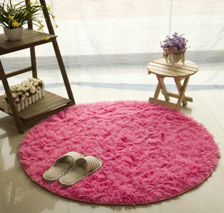 Fluffy round rug carpet for living room decoration, faux fur rug for kids room, long plush rug for bedroom, shaggy area rug for modern mat