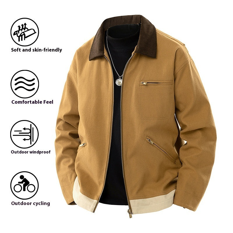 コントラストカラー作業服ジャケット｜春秋に快適＆スタイリッシュ