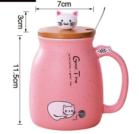 450ml カートン セラミック 猫 マグカップ 蓋とスプーン付き