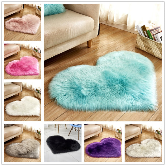 Fluffy heart shaped carpet, non-slip mat, floor mat, blanket, sofa cushion, foot mat, carpet for living room home decor