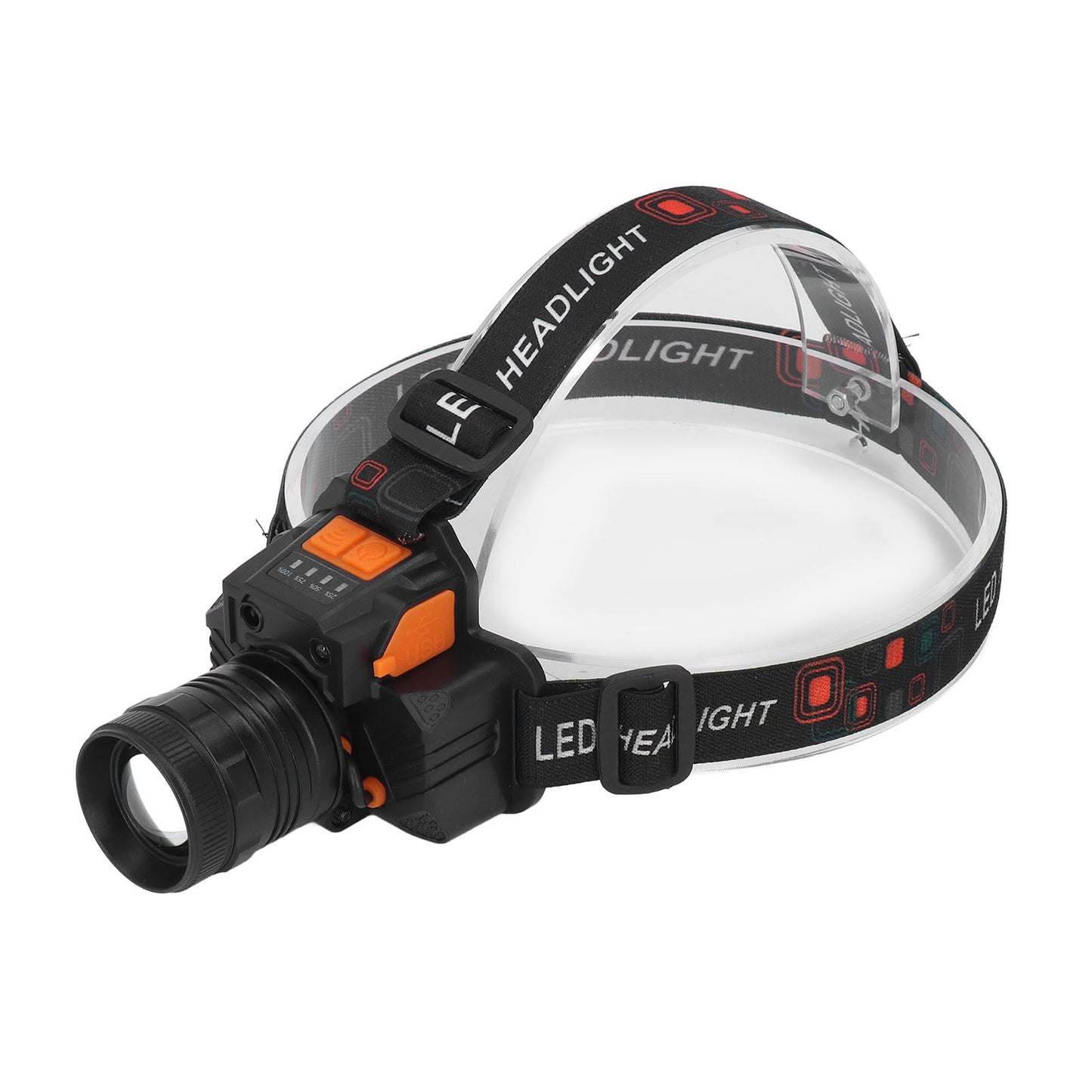 Headlamp USB Rechargeable 3 Light Modes LED Lens 1500lm Headlight for Emergency Camping Fishing