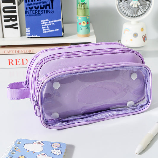 Transparent Pen Case INS Style Milk Salty Series Carrying Case Large Capacity Waterproof