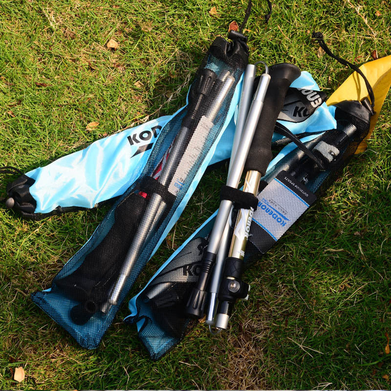 Outdoor Folding Trekking Pole Aluminum Alloy 5 Sections Outer Lock and Portable