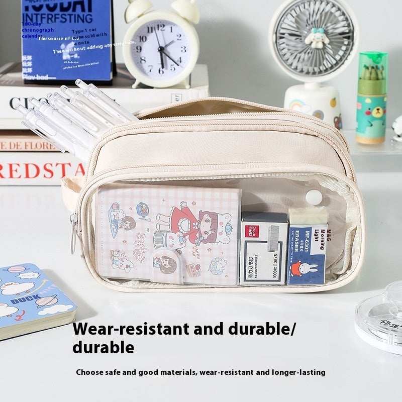 Transparent Pen Case INS Style Milk Salty Series Carrying Case Large Capacity Waterproof