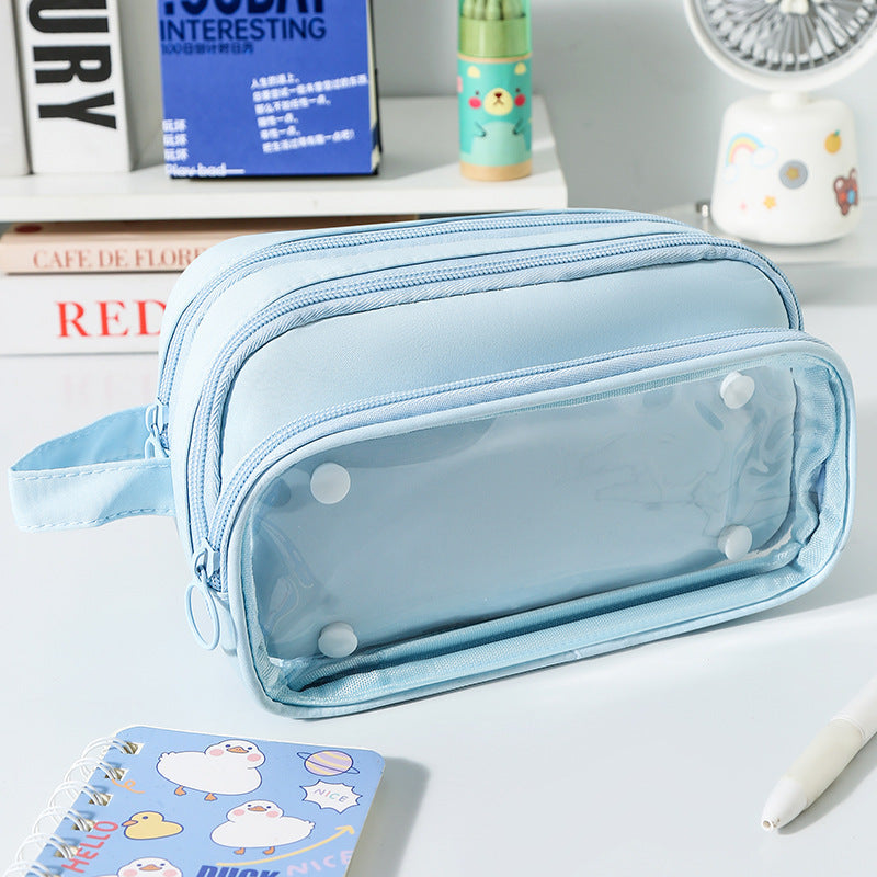 Transparent Pen Case INS Style Milk Salty Series Carrying Case Large Capacity Waterproof