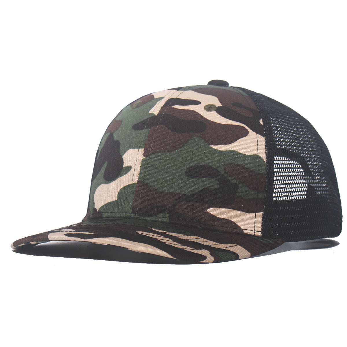 Breathable peaked cap with slightly curved wide brim