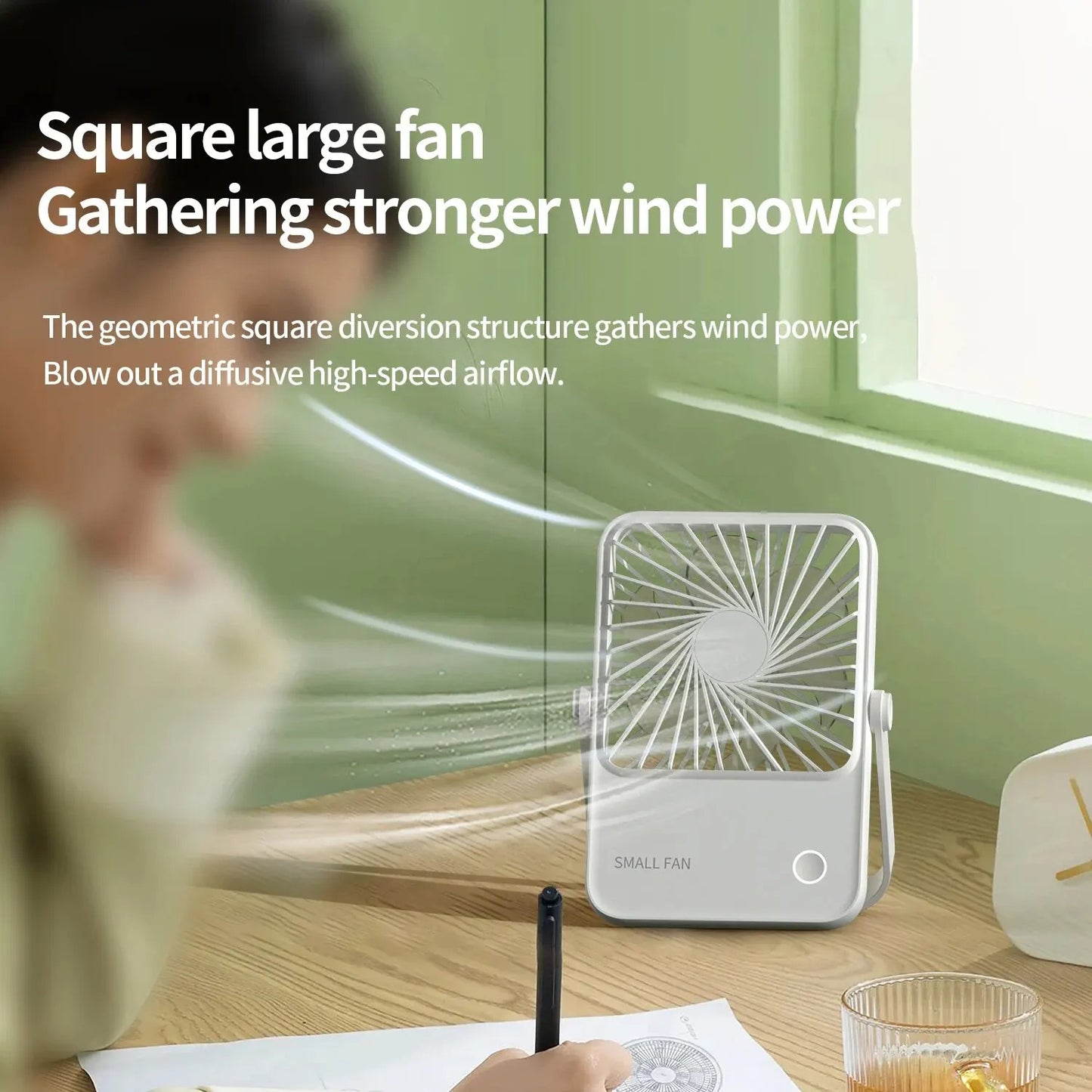 多機能ポータブルミニファン（1200mAh）｜手持ちも卓上もOK！どこでも使える充電式ファン