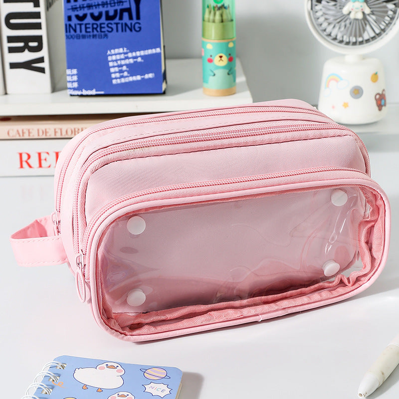 Transparent Pen Case INS Style Milk Salty Series Carrying Case Large Capacity Waterproof