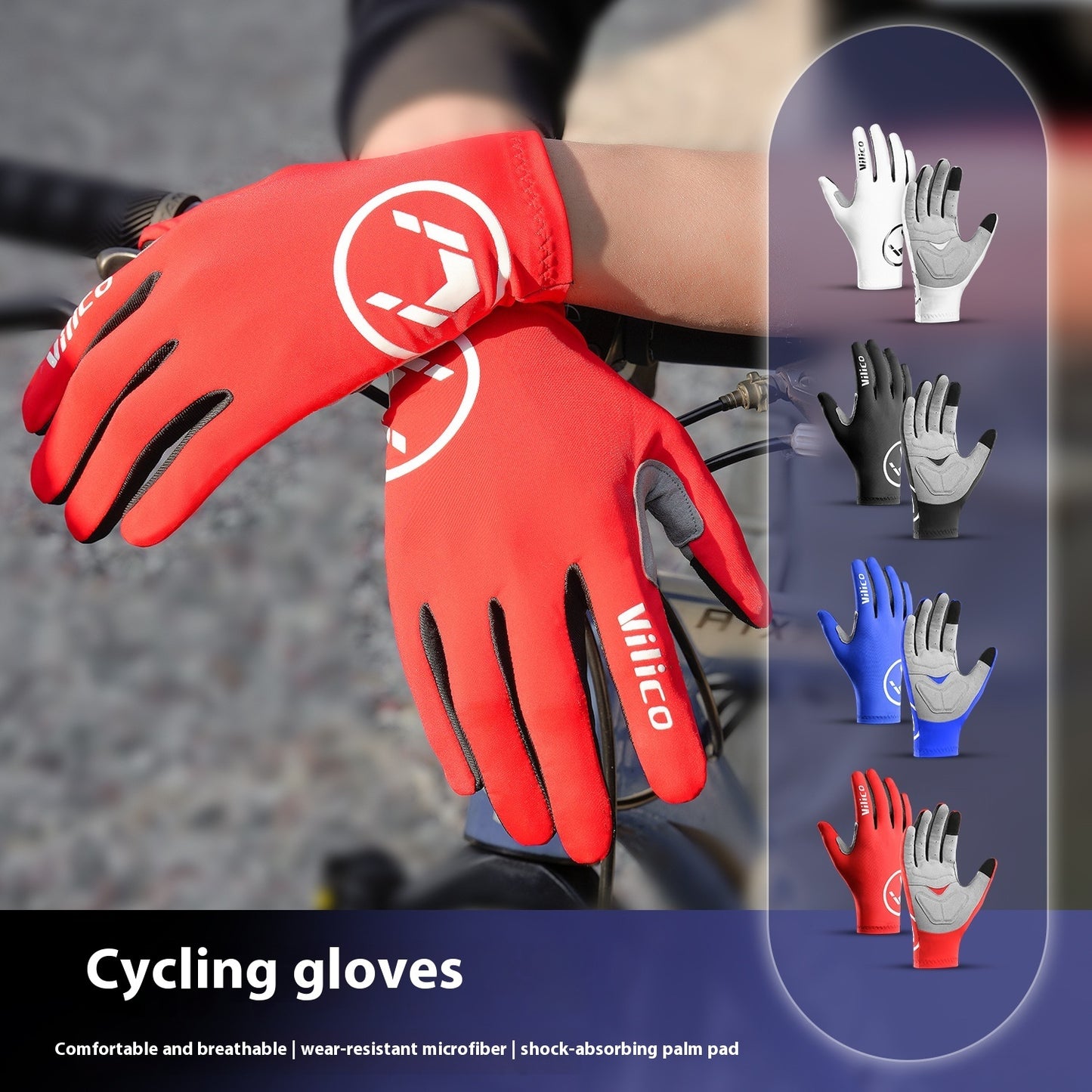 Spring and Summer Outdoor Mountain Bike Riding Gloves Thin Shock Absorption