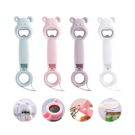 新しいかわいい多機能ジャー缶ビールボトルオープナーManualボトルオープナー4イン1多機能トップレス缶オープナーキッチンガジェットバー用ツールアクセサリー